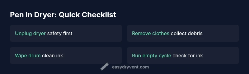 Infographic checklist for cleaning a dryer after ink spill
