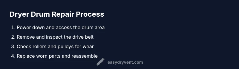 Infographic showing four steps for dryer drum repair process