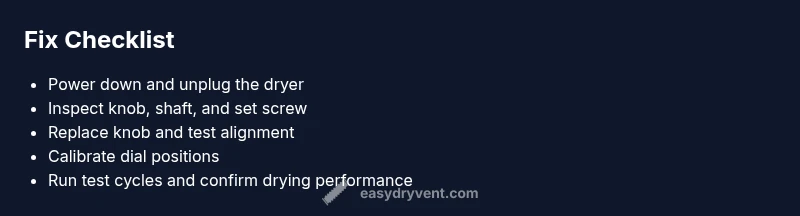 Checklist infographic for broken dryer knob replacement