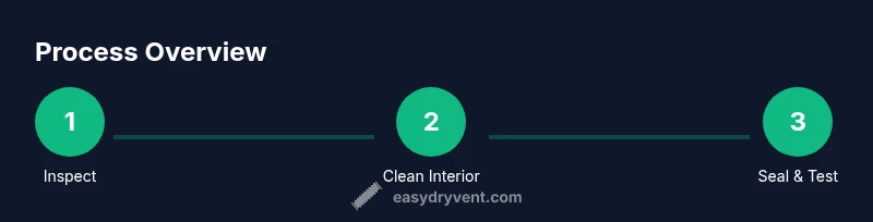 Tailwind infographic showing a three-step dryer duct cleaning process