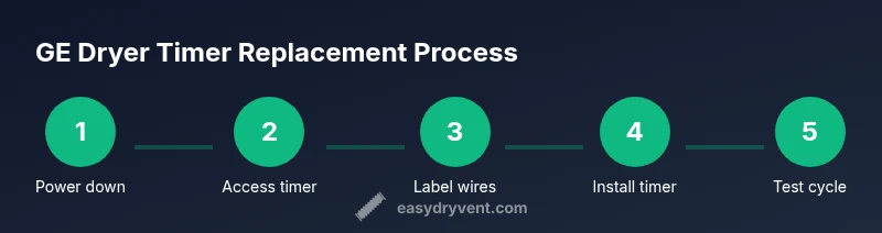 Process diagram showing GE dryer timer replacement steps