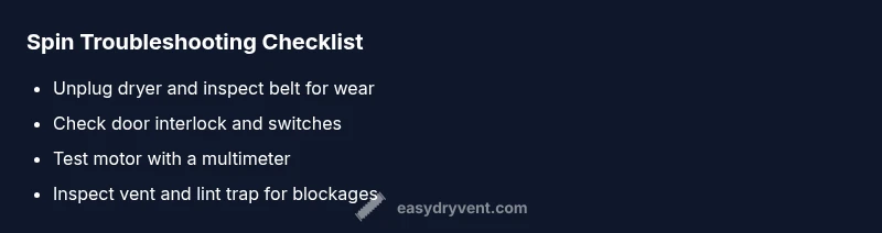 Checklist for diagnosing a dryer that won't spin