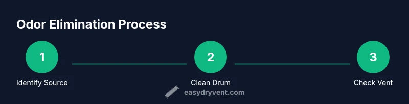 Process infographic showing steps to remove dryer sheet smell