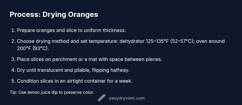 Process infographic for drying orange slices at home