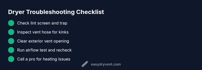 Checklist infographic for dryer not drying
