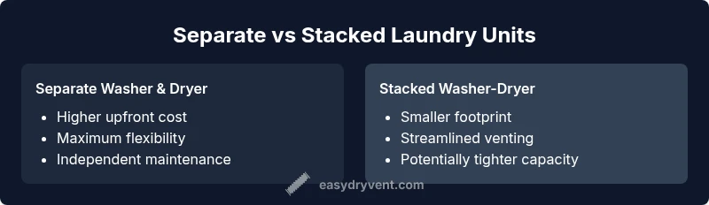 Side-by-side comparison of separate vs stacked laundry units