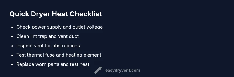 Checklist of common dryer heating issues and fixes