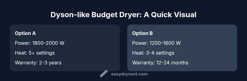 Infographic comparing budget Dyson-like hair dryers