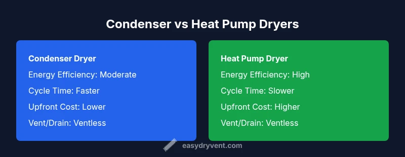 Infographic comparing condenser dryer and heat pump dryer features