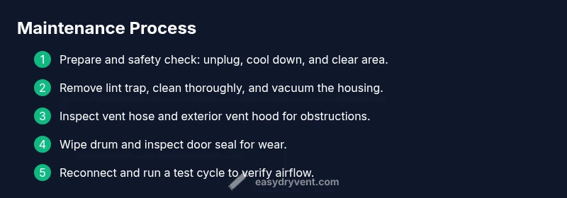 Infographic showing a 5-step maintenance process for LG TrueSteam dryer