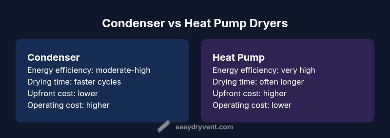 Infographic comparing condenser vs heat pump dryers