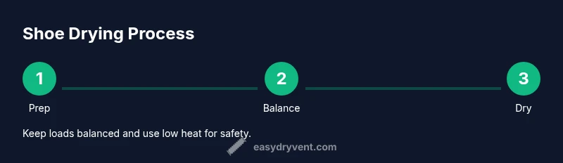 Infographic showing a 3-step shoe drying process
