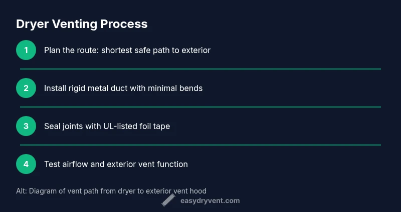 Infographic showing steps to vent an electric dryer safely