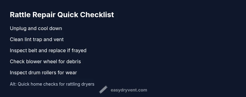 Tailwind HTML infographic checklist for diagnosing a rattling dryer