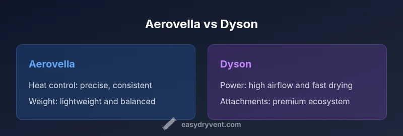 Comparison infographic: Aerovella vs Dyson hair dryers