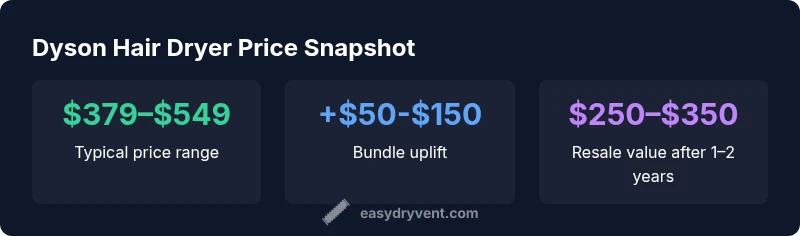 Infographic showing Dyson hair dryer price ranges and bundle values