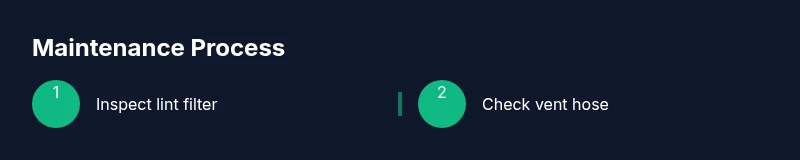 Process infographic showing lint filter check and vent hose inspection