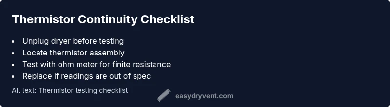 Thermistor continuity checklist for dryer maintenance
