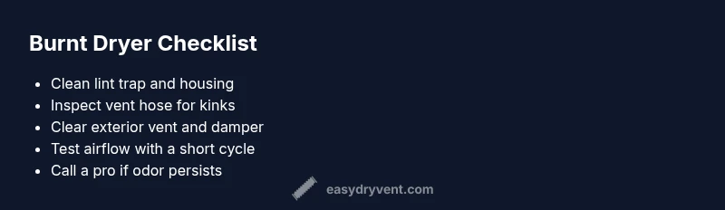 Checklist for diagnosing burnt dryer smells