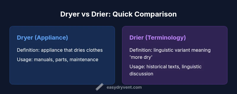 Comparison of dryer terminology vs drier terminology in maintenance