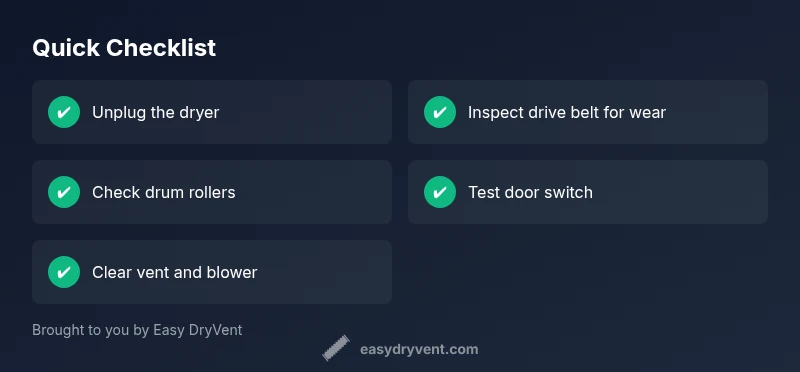 Checklist for diagnosing and fixing a dryer not rotating