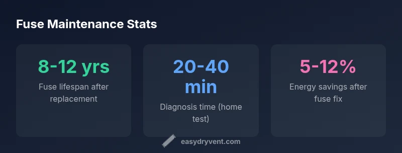 Infographic showing fuse maintenance stats for GE dryers