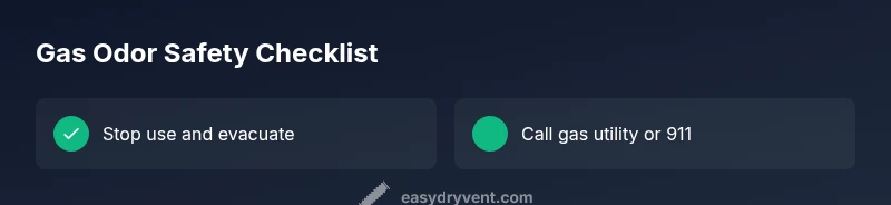Checklist for gas odor safety around a dryer